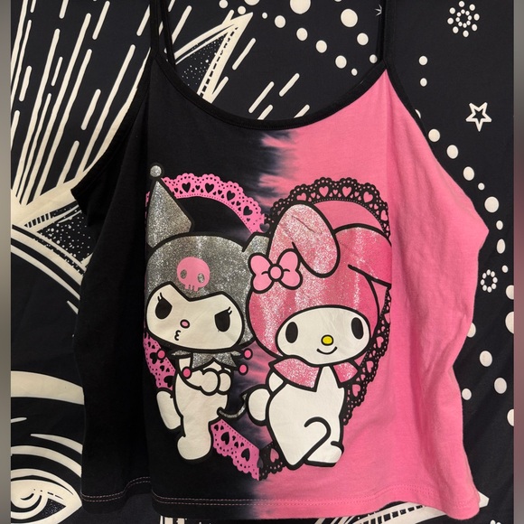 SANRIO - 🩷💜 MY MELODY & KUROMI GLITTER SPLIT DYE TANK TOP 🩷💜 - Picture 1 of 6